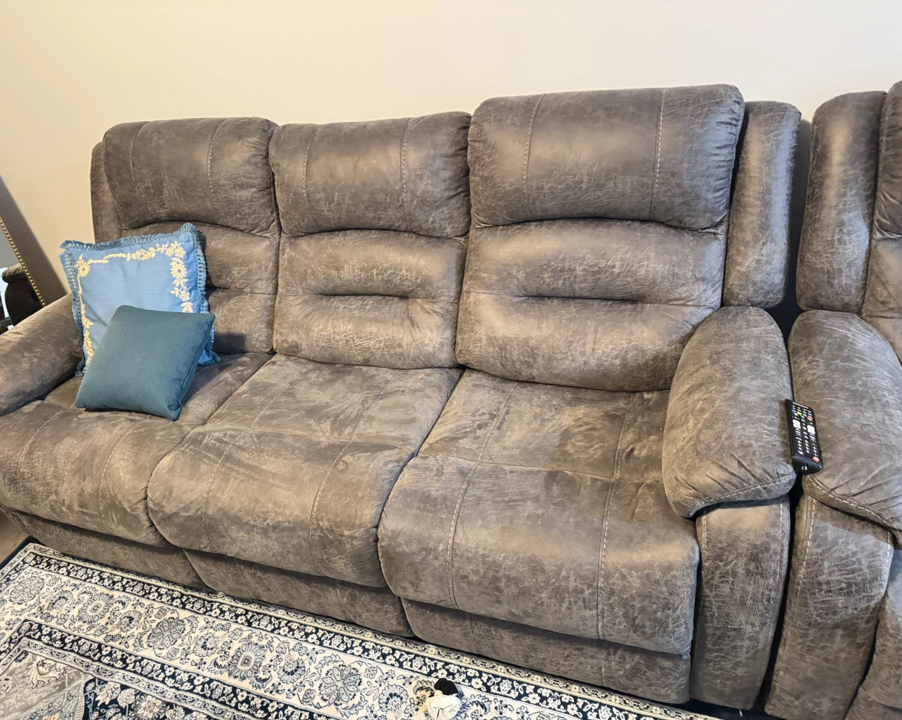 Grey Reclining Sofa and Loveseat Set - photo 2
