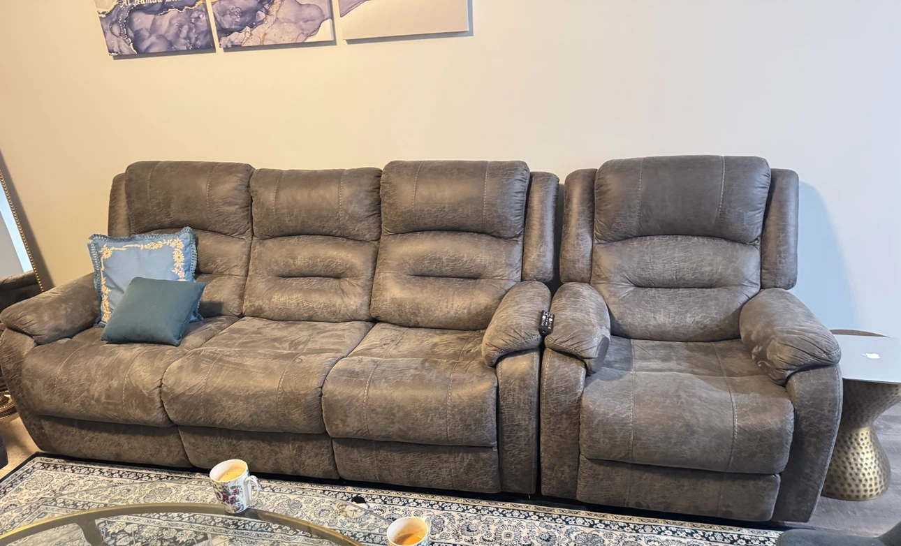 Grey Reclining Sofa and Loveseat Set - photo 4