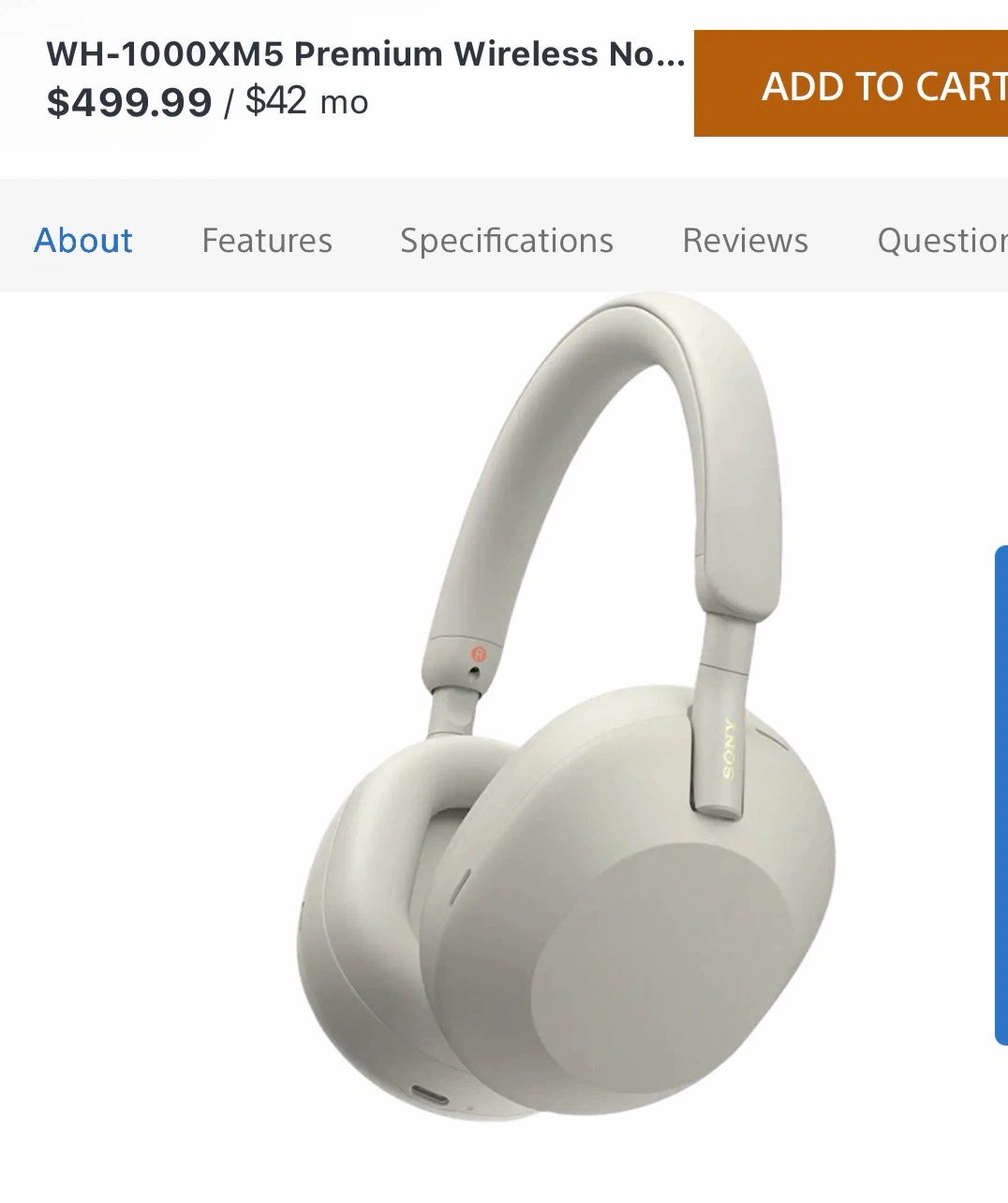Sony WH-1000XM5 Premium Wireless Noise Cancelling Headphones