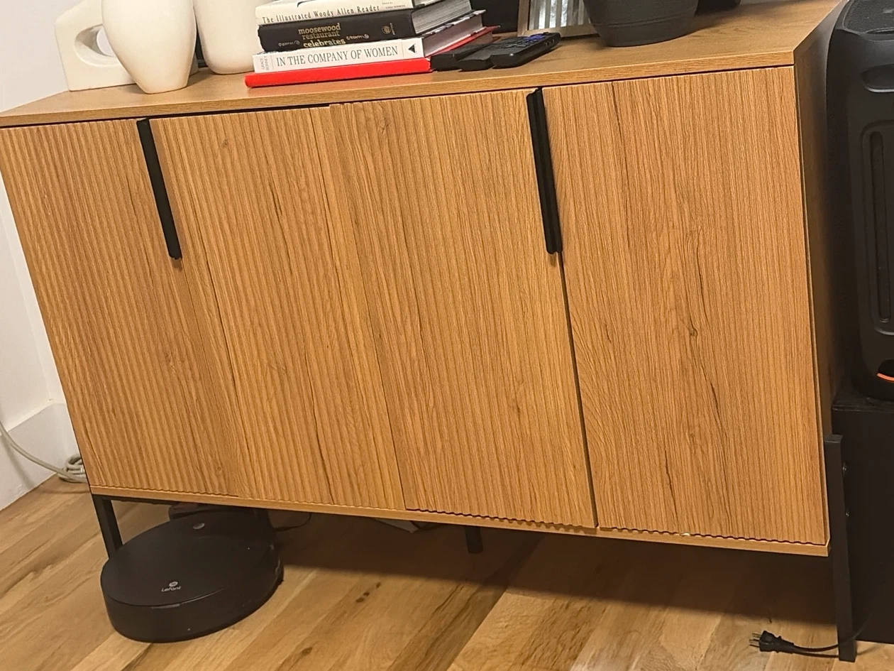 Wooden Cabinet with Black Handles