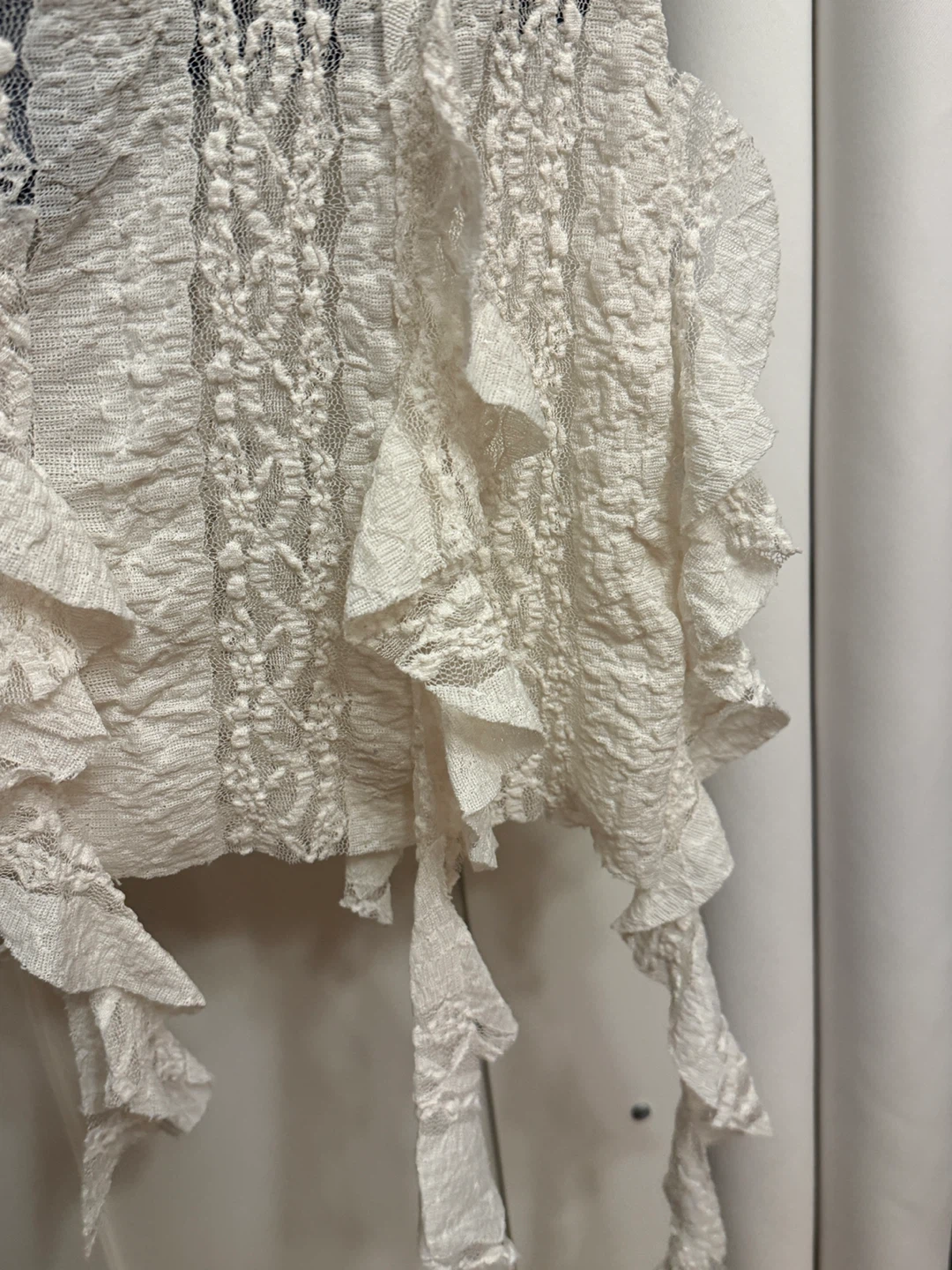 Zara Textured Ruffled Camisole - Off White - photo 4