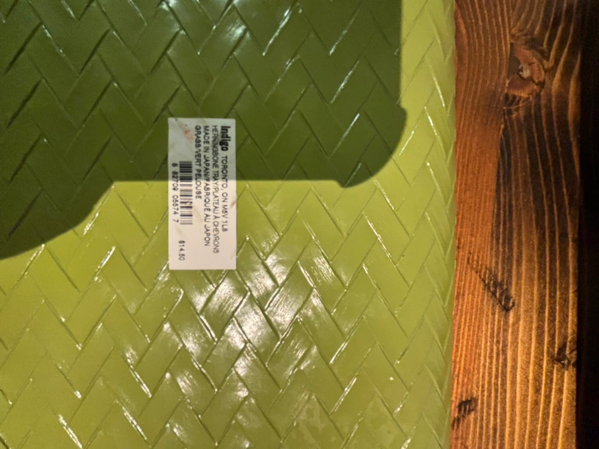 Indigo Green Herringbone Tray - photo 2