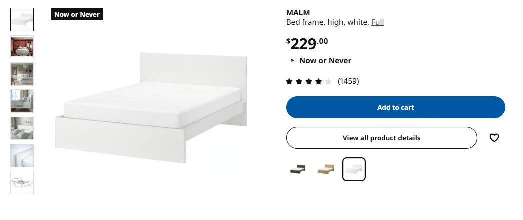 IKEA MALM Full/double Bed Frame - White