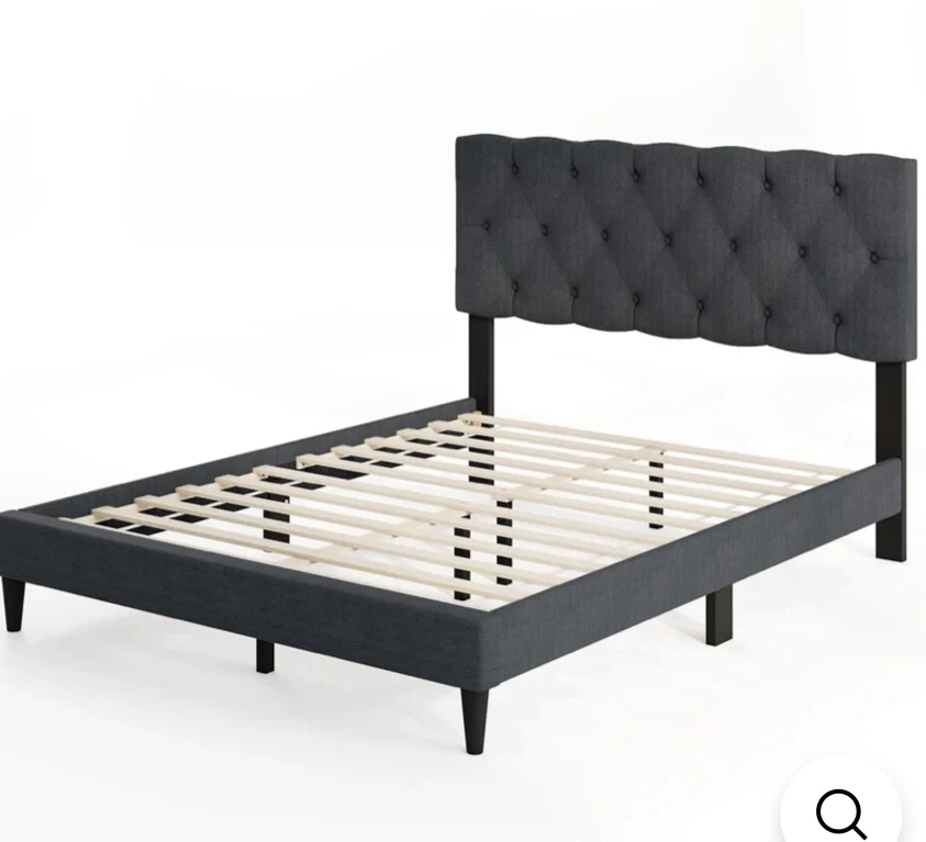 Full Upholstered Platform Bed Frame - Light Grey