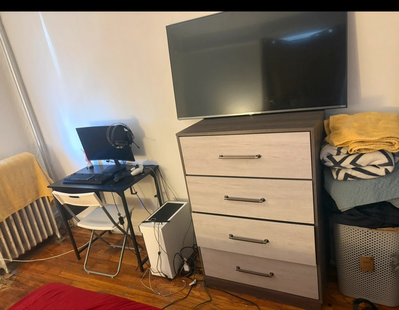 Modern Gray and Oak Wood Bed Frame with Headboard - photo 3