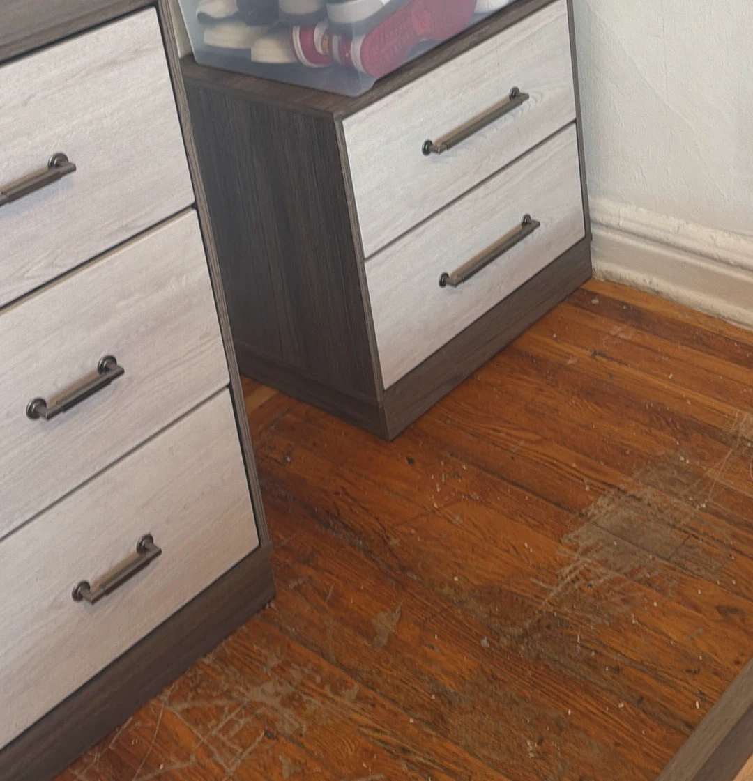 Modern Gray and Oak Wood Bed Frame with Headboard - photo 4