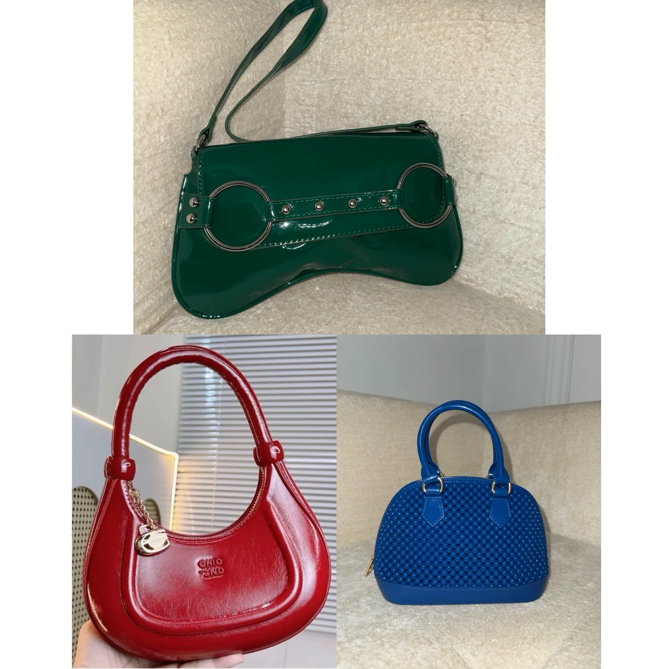 Three stylish assorted mini handbags