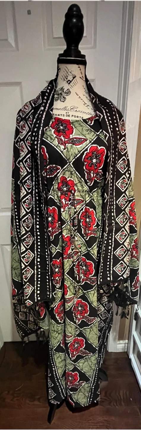 Dress and hijab Floral Batik Print