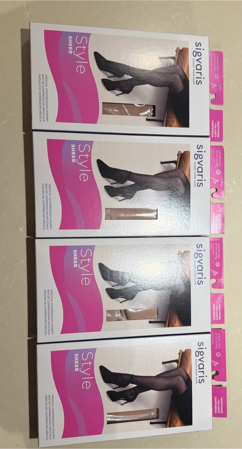 4 Pairs Sigvaris Style Sheer Medical Compression Stockings - photo 4
