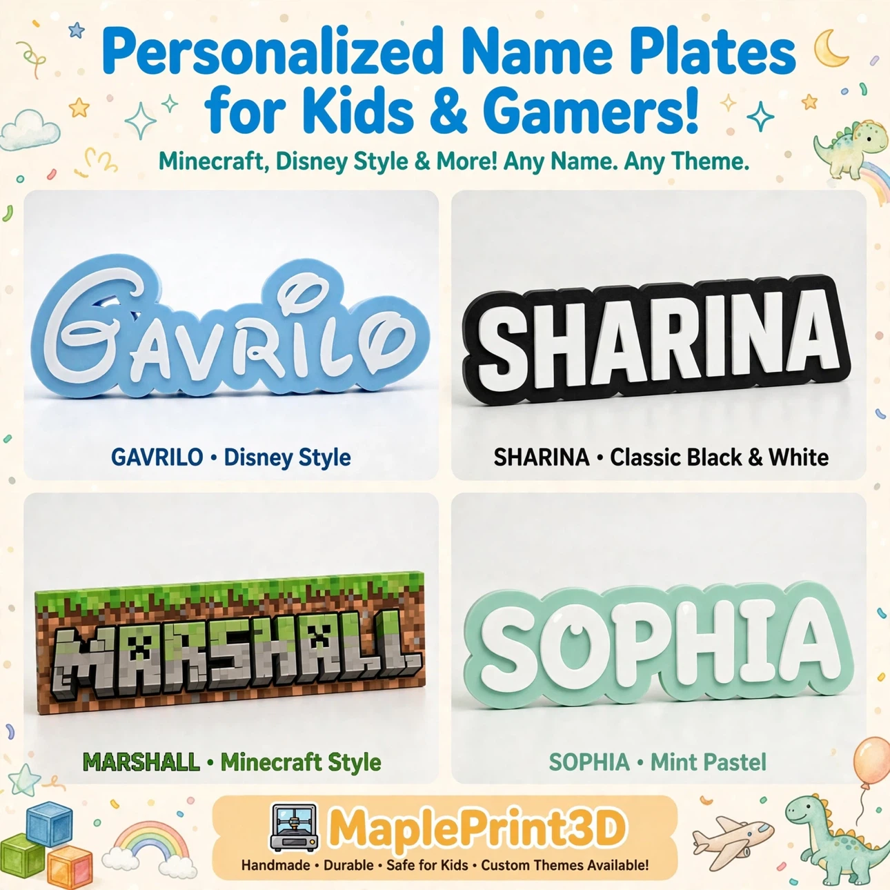 MaplePrint3D Personalized Custom Name Plate