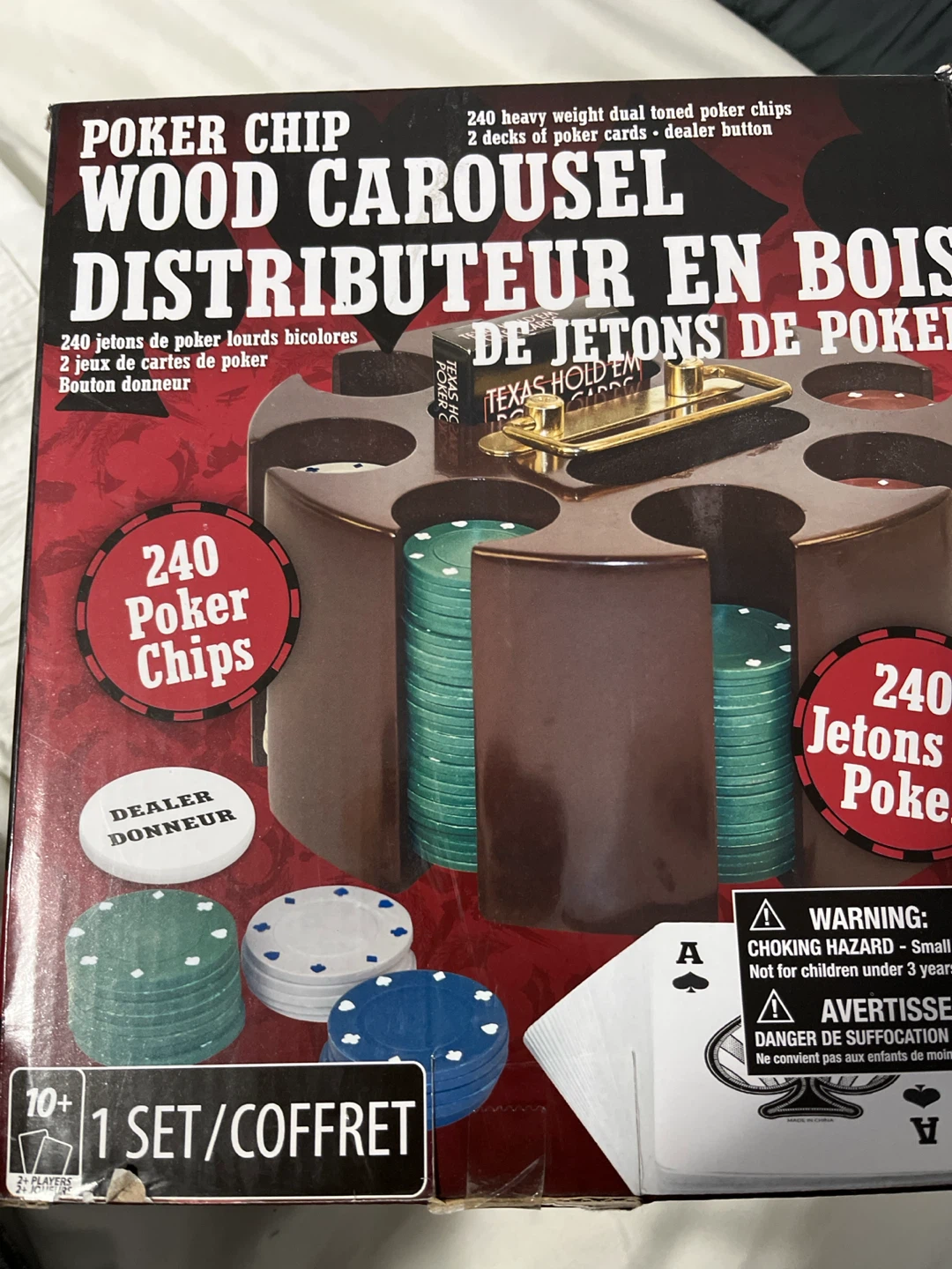 Poker Chip Wood Carousel Set with 240 Chips