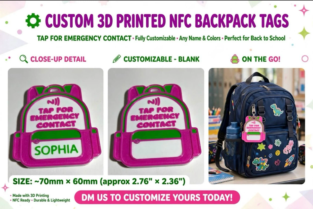 Custom 3D Printed NFC Backpack Tags
