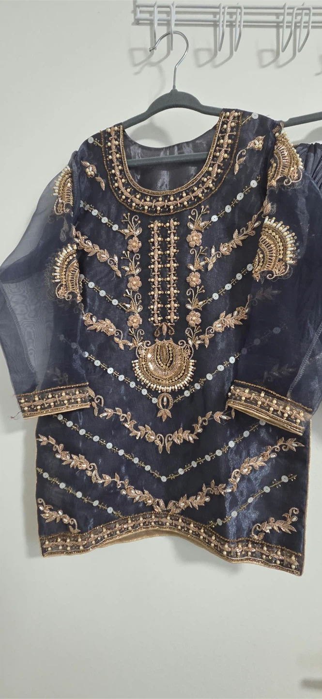 Embroidered Navy Blue Pakistani Suit