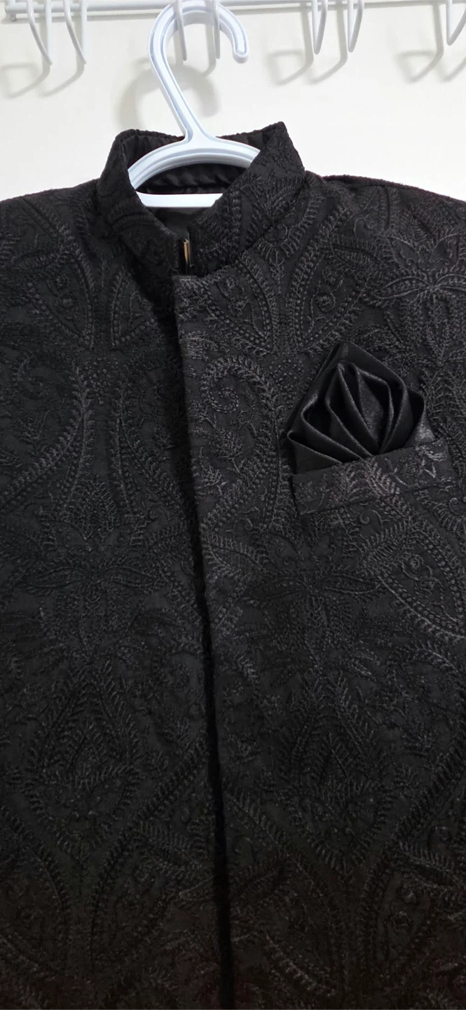 Black Embroidered Sherwani Jacket - photo 2