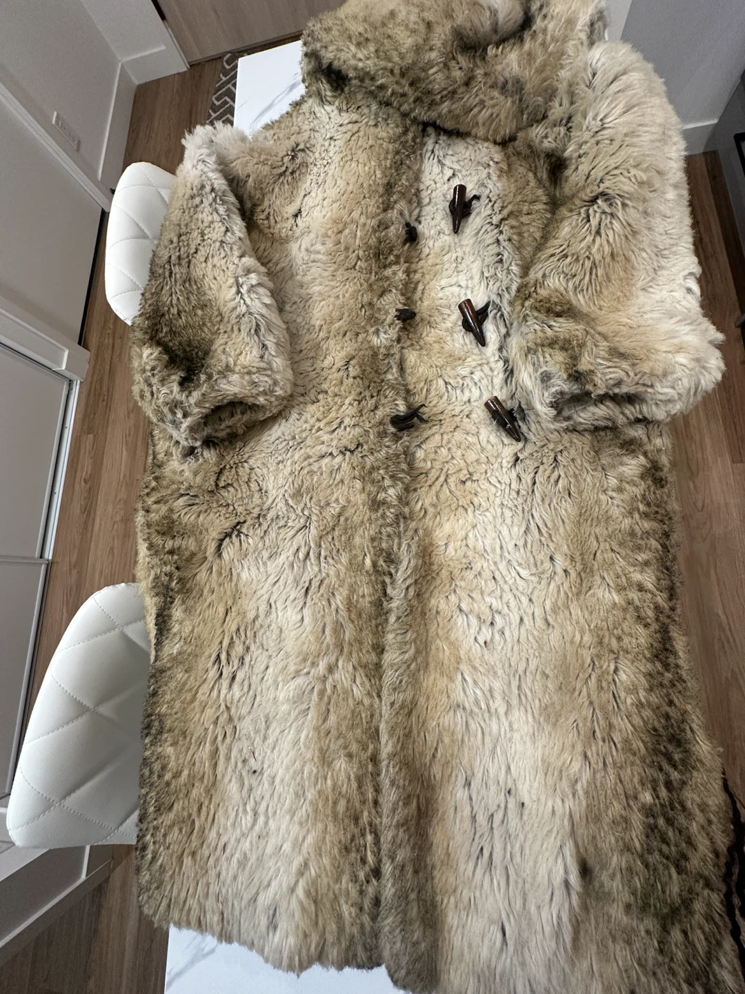 Vintage Faux Fur Hooded Toggle Coat - photo 4
