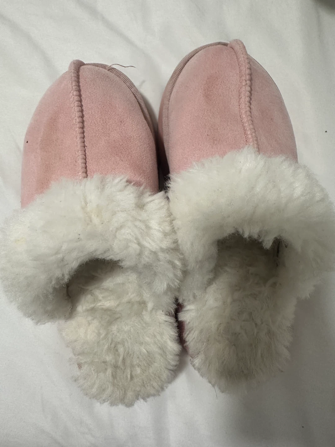 Pink Faux Fur Lined Platform Slippers