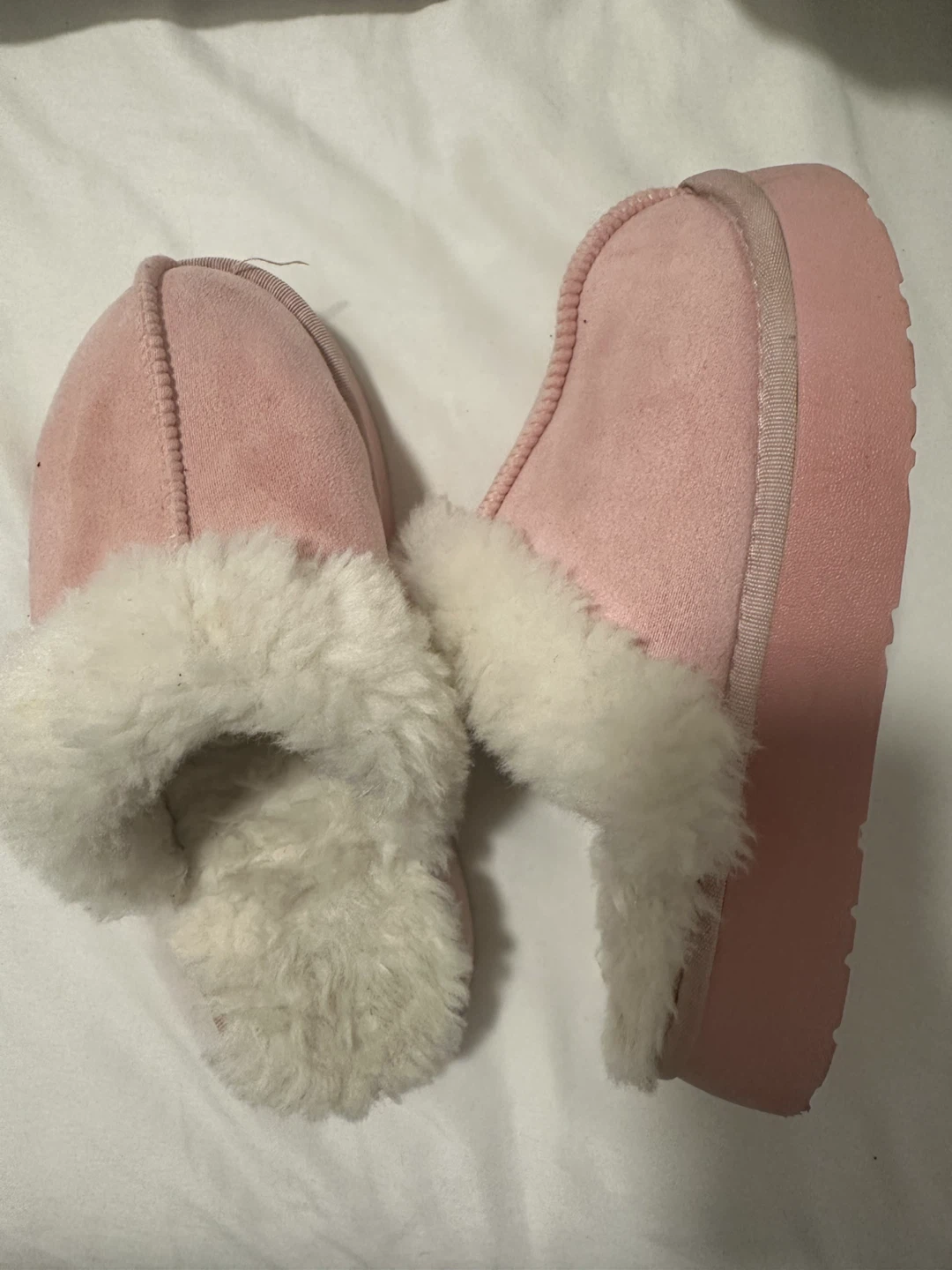 Pink Faux Fur Lined Platform Slippers - photo 2