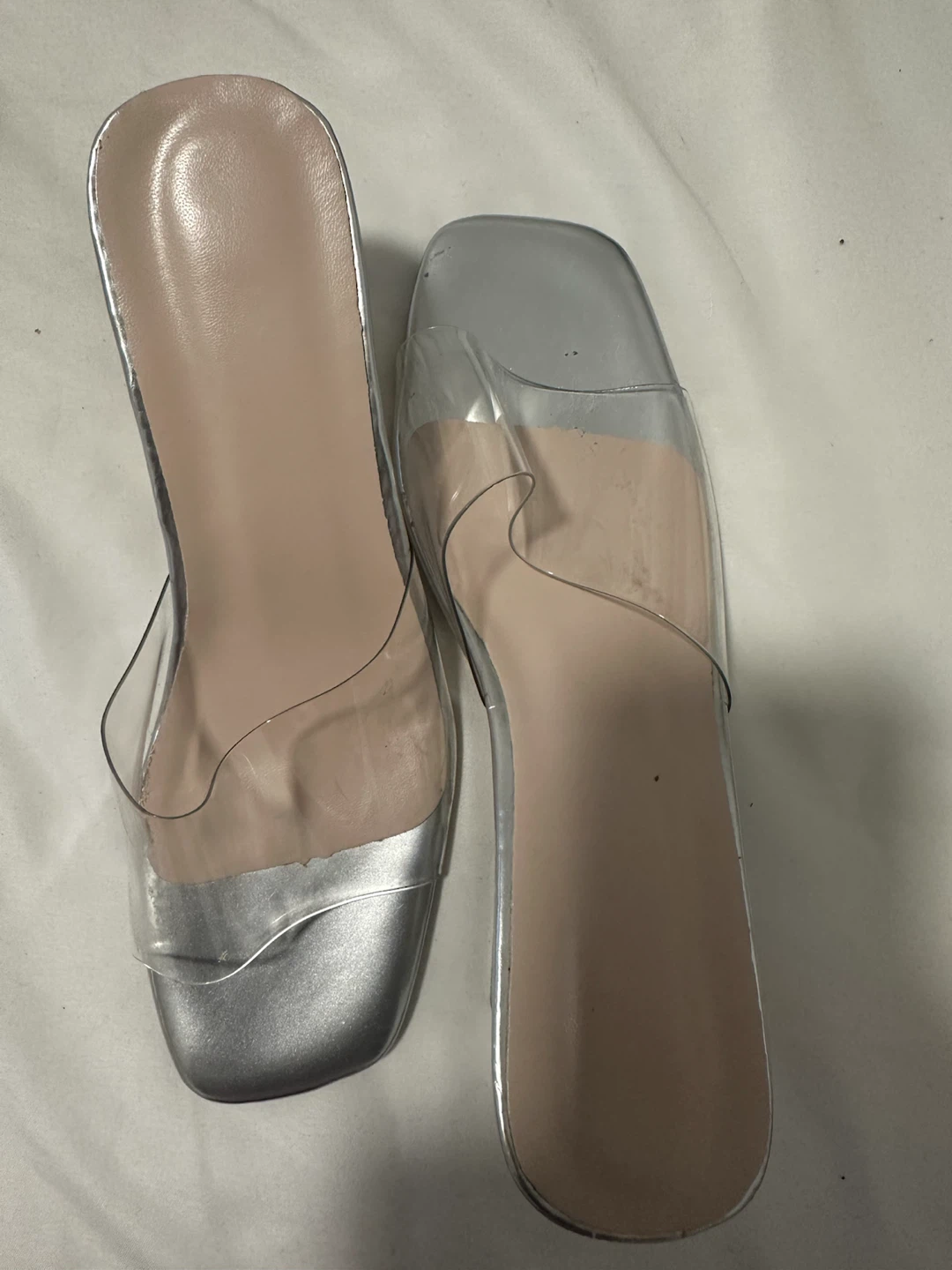 Silver Clear Strap Mules