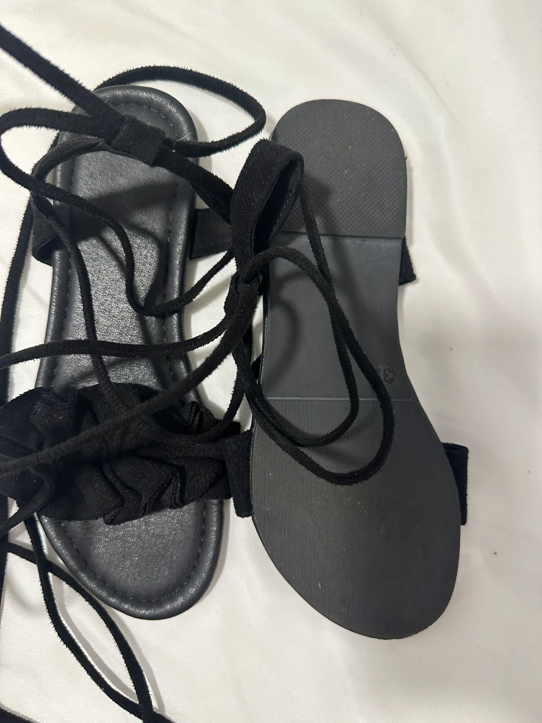 Black Lace-Up Sandals Size 37