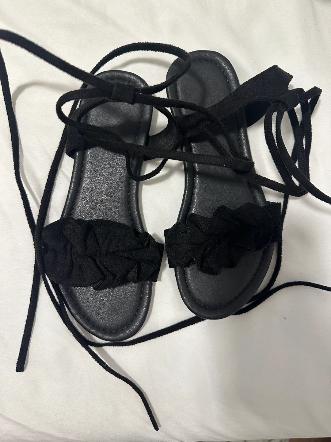Black Lace-Up Sandals Size 37 - photo 2