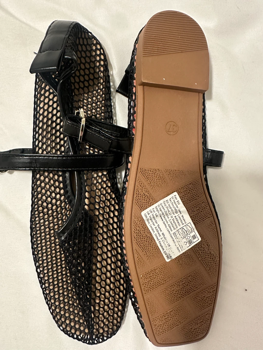 Black Mesh Flat Shoes