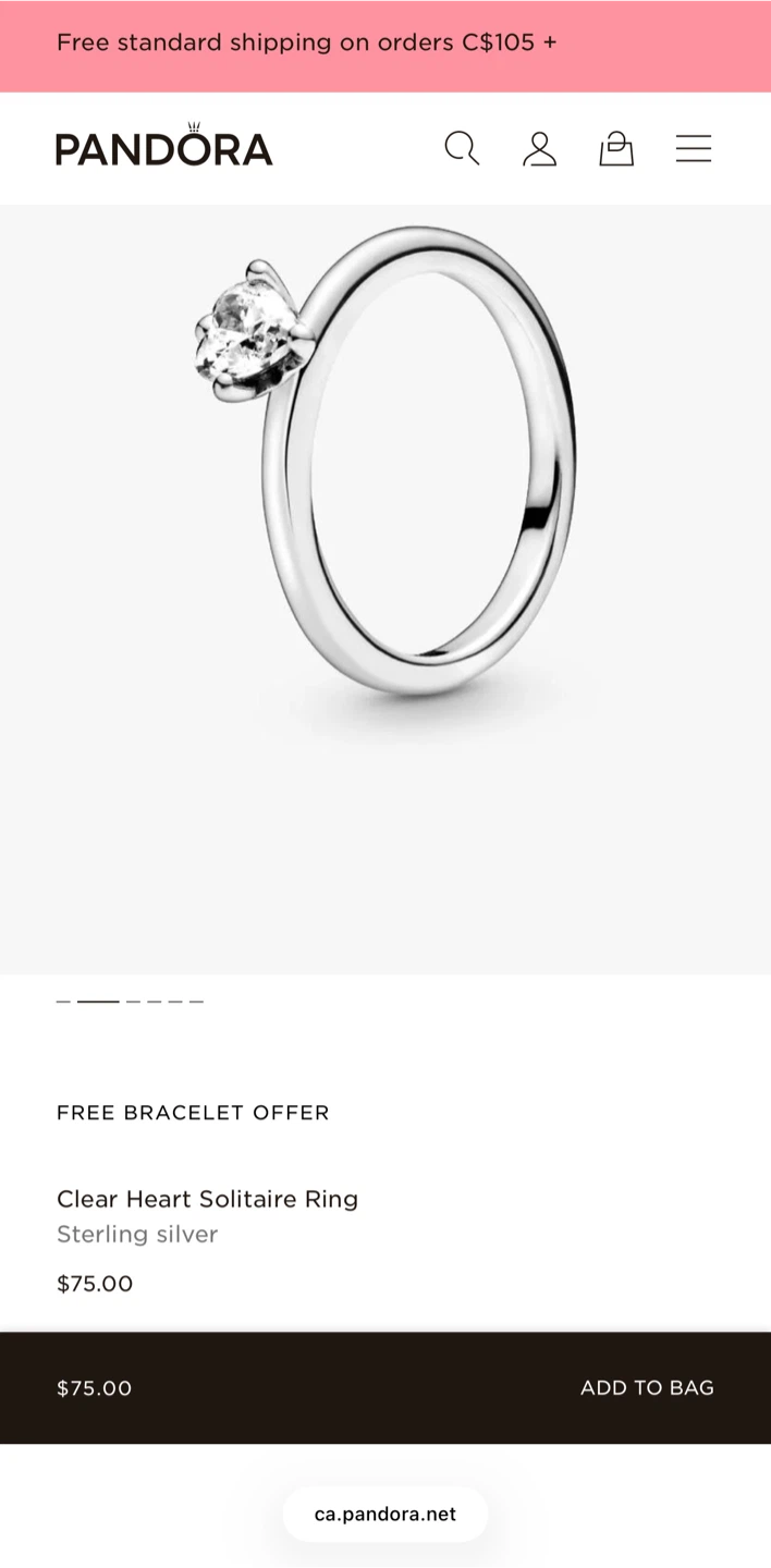 New Pandora Heart Solitaire Ring Size 6 - photo 4