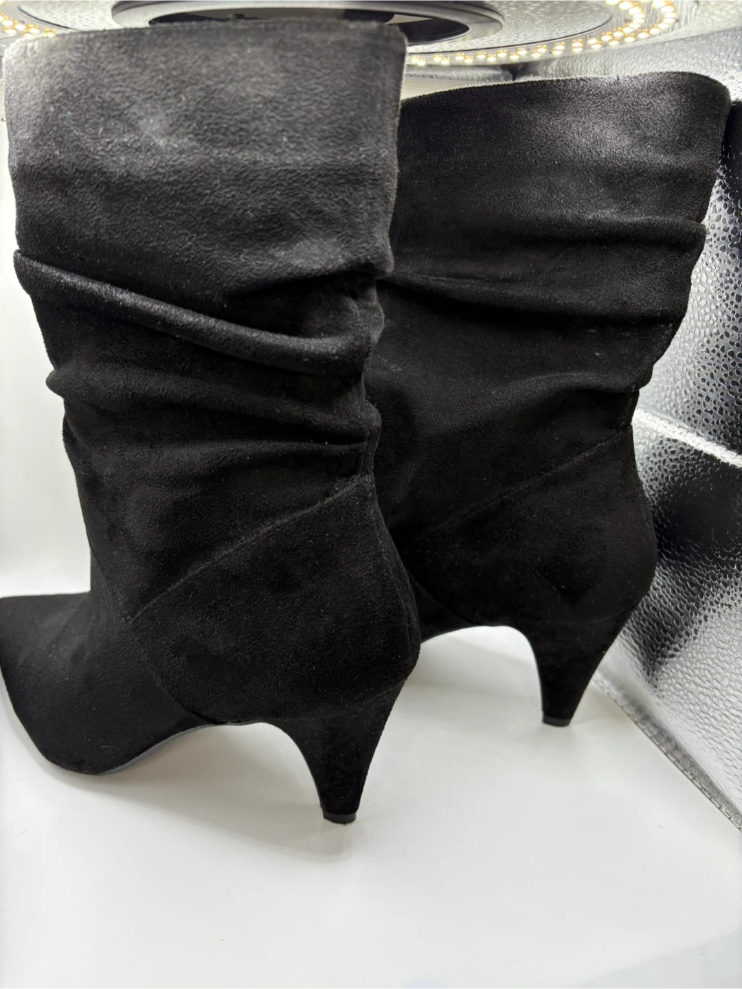 Size 8 - Bamboo Black Suede Slouch Boots - photo 3