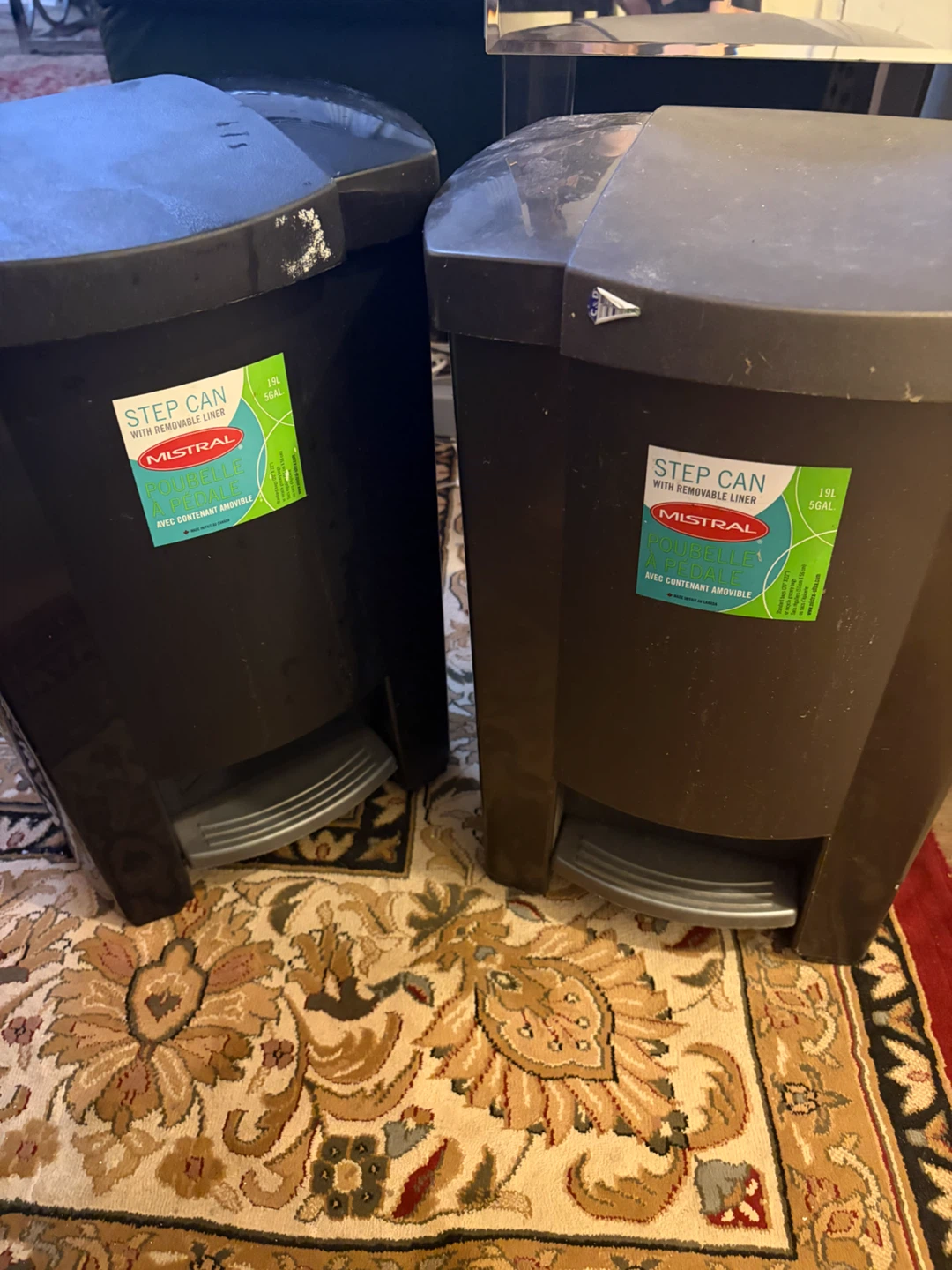 2 Mistral 19L Step Cans with Removable Liners