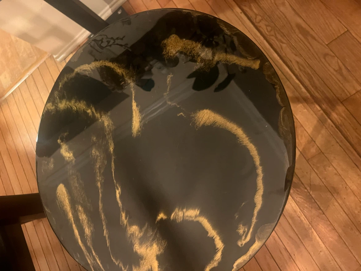 Round Black and Gold Side Table