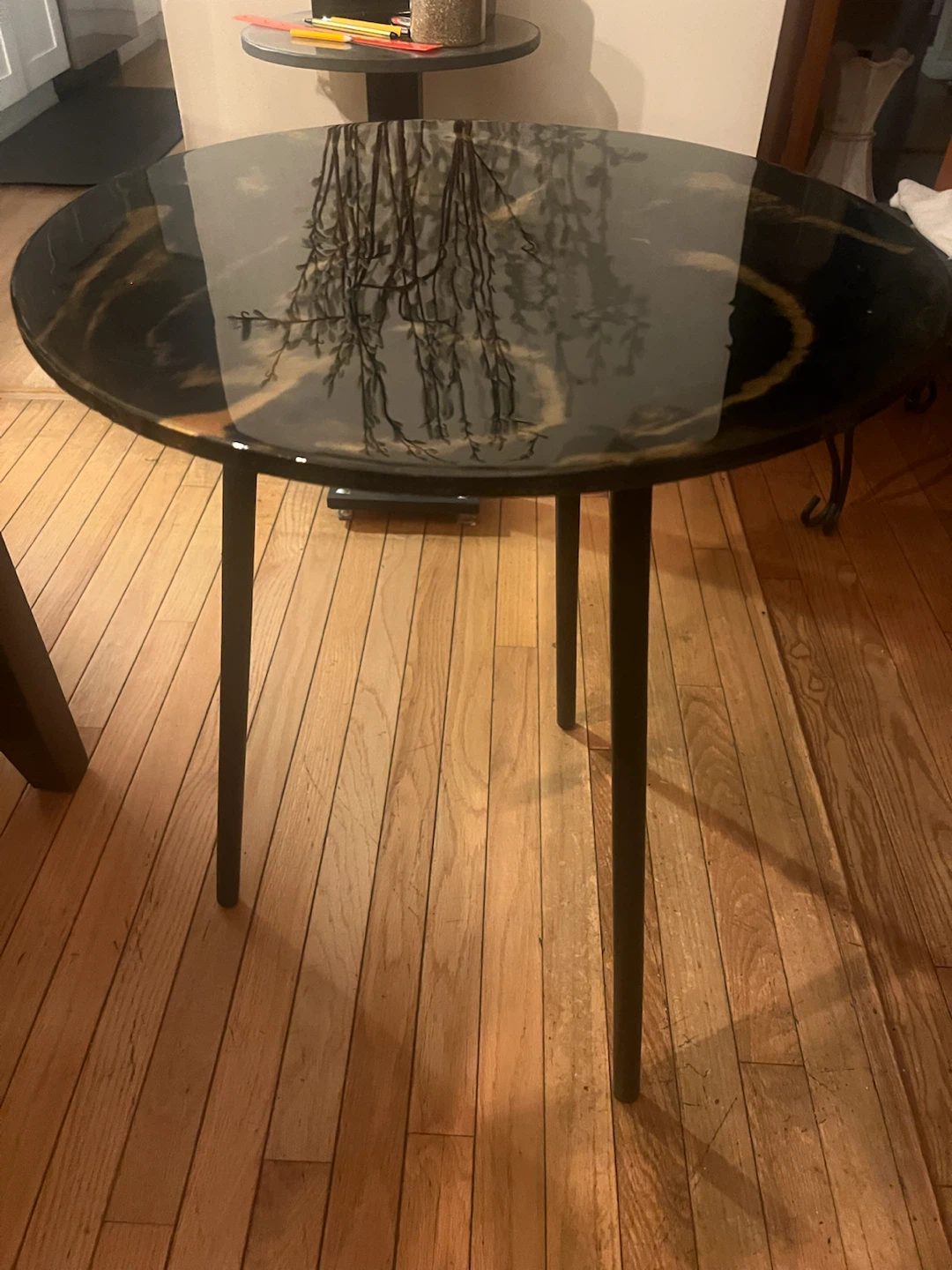 Round Black and Gold Side Table - photo 2