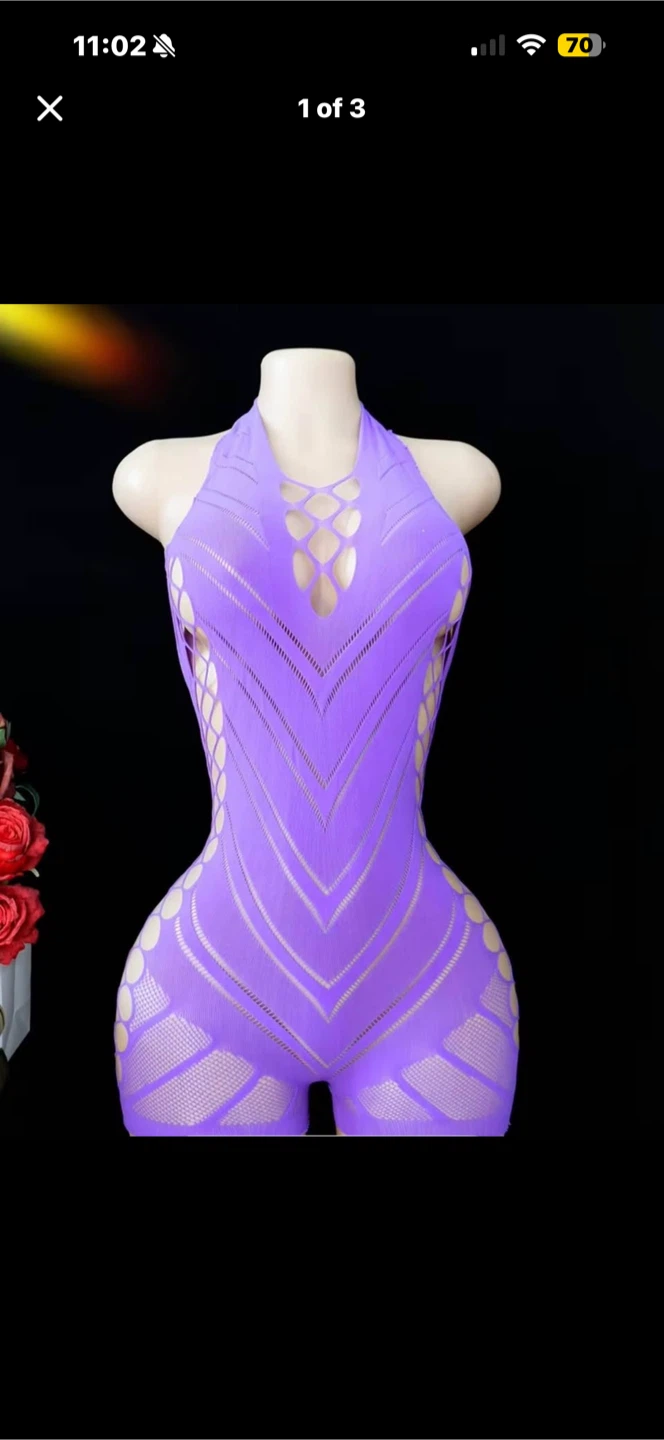 Purple Halter Neck Cut-Out Bodysuit. One size (small-XL)
