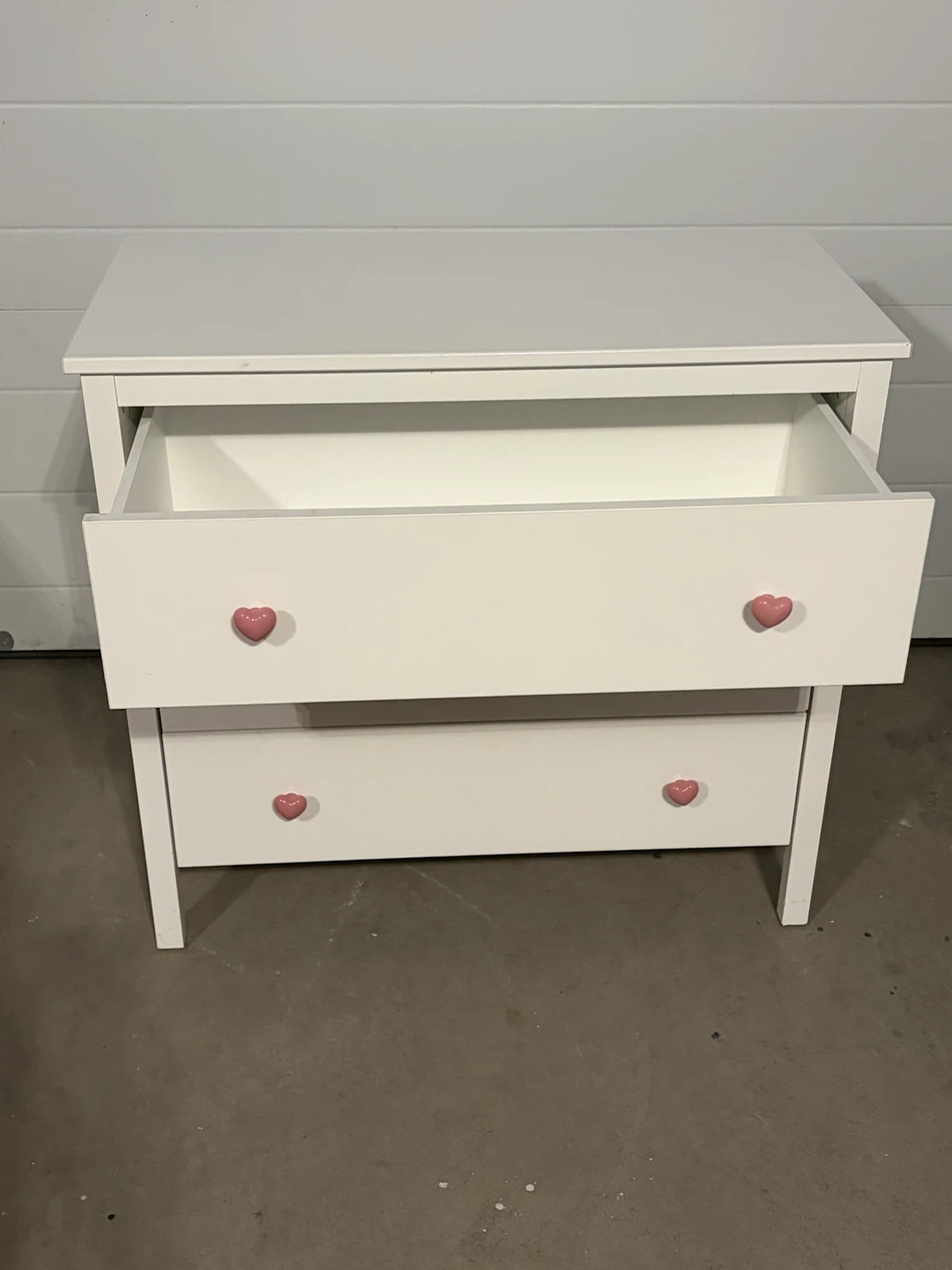 IKEA White dresser with pink heart knobs - photo 2