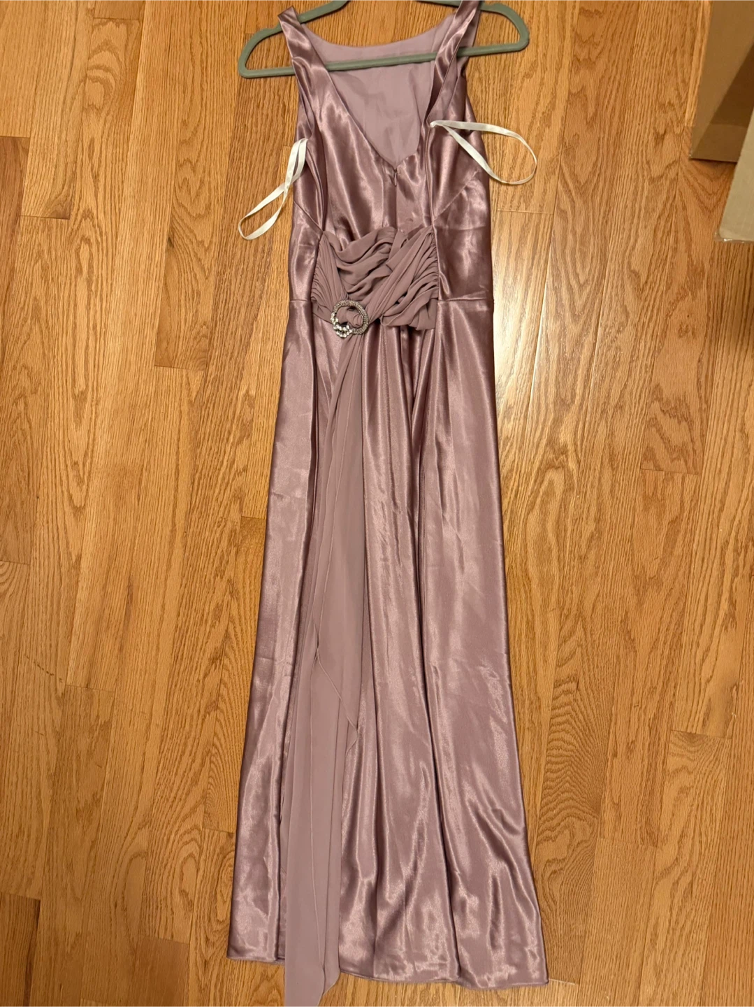 Mauve Satin Evening Gown