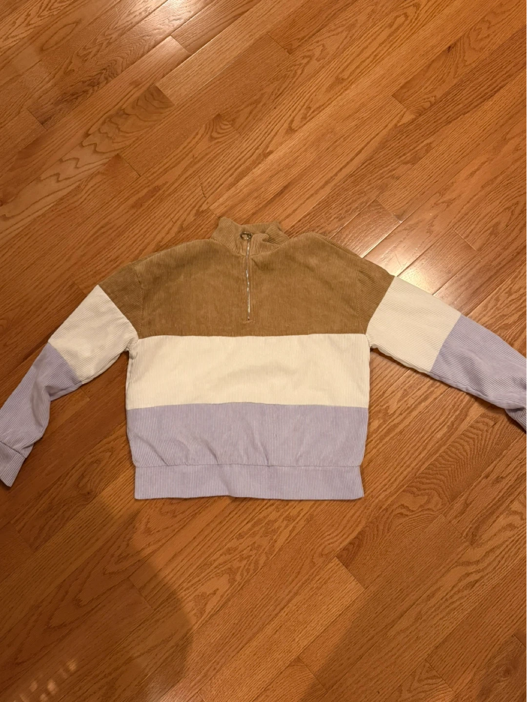 Colorblock Corduroy Quarter-Zip Pullover
