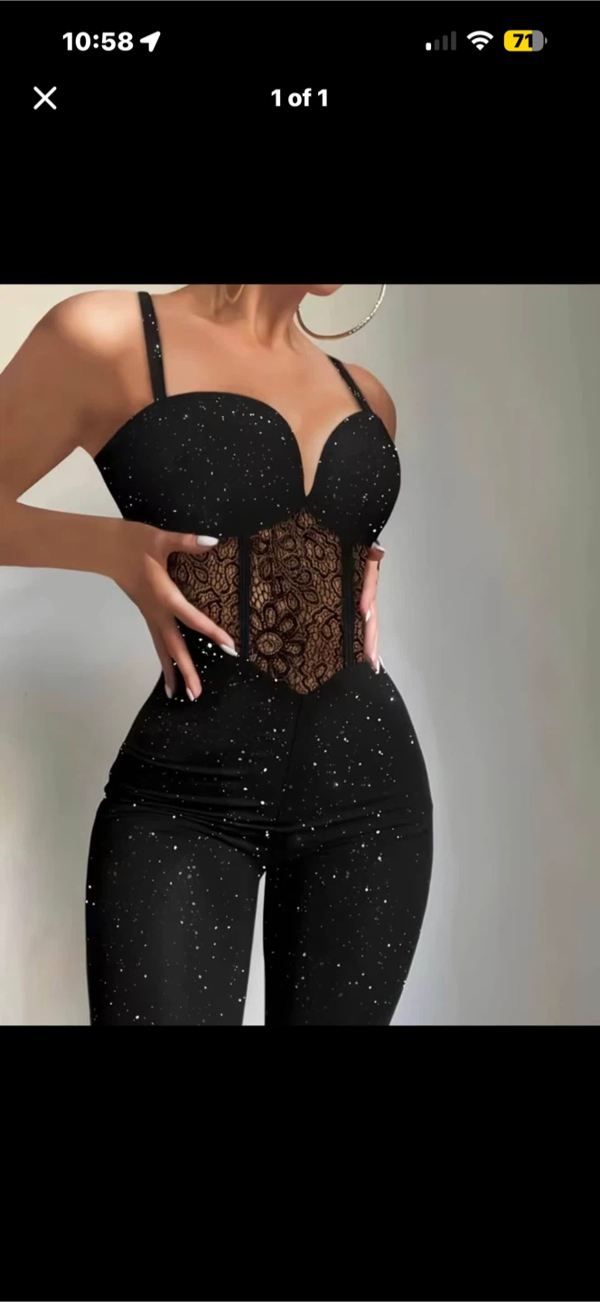 Brand New Black Sparkly Lace Corset jumpsuit. Size med