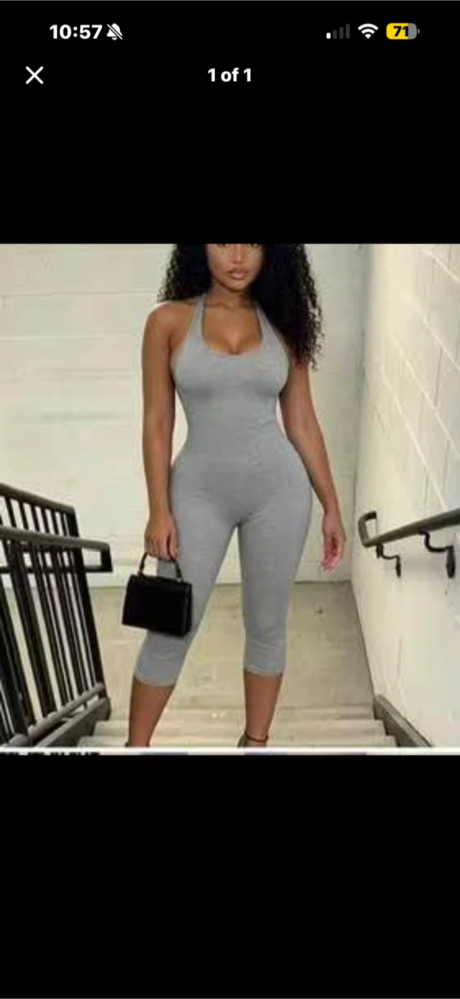 Brand New Grey Halter Neck Capri Jumpsuit. Size small