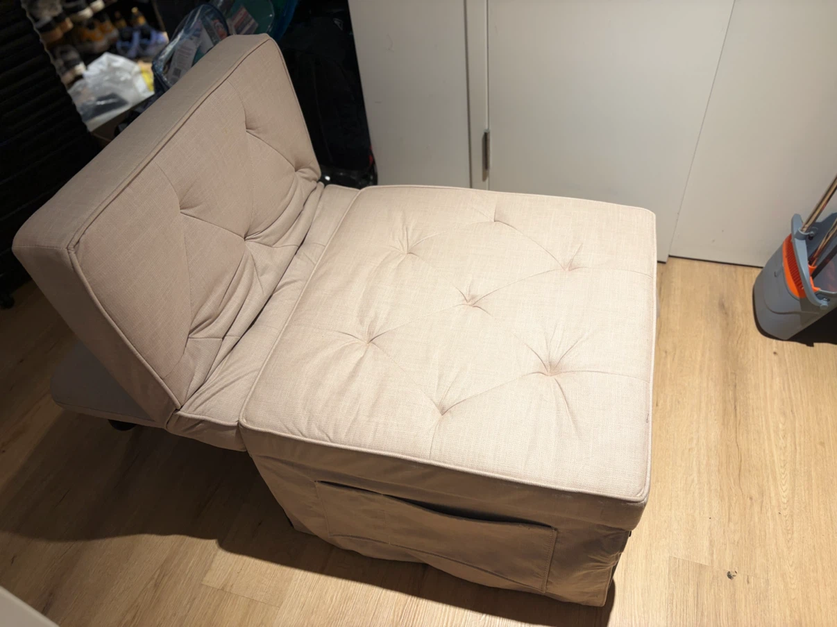 4-in-1 Convertible Sleeper Chair / Folding Ottoman – Beige - photo 3