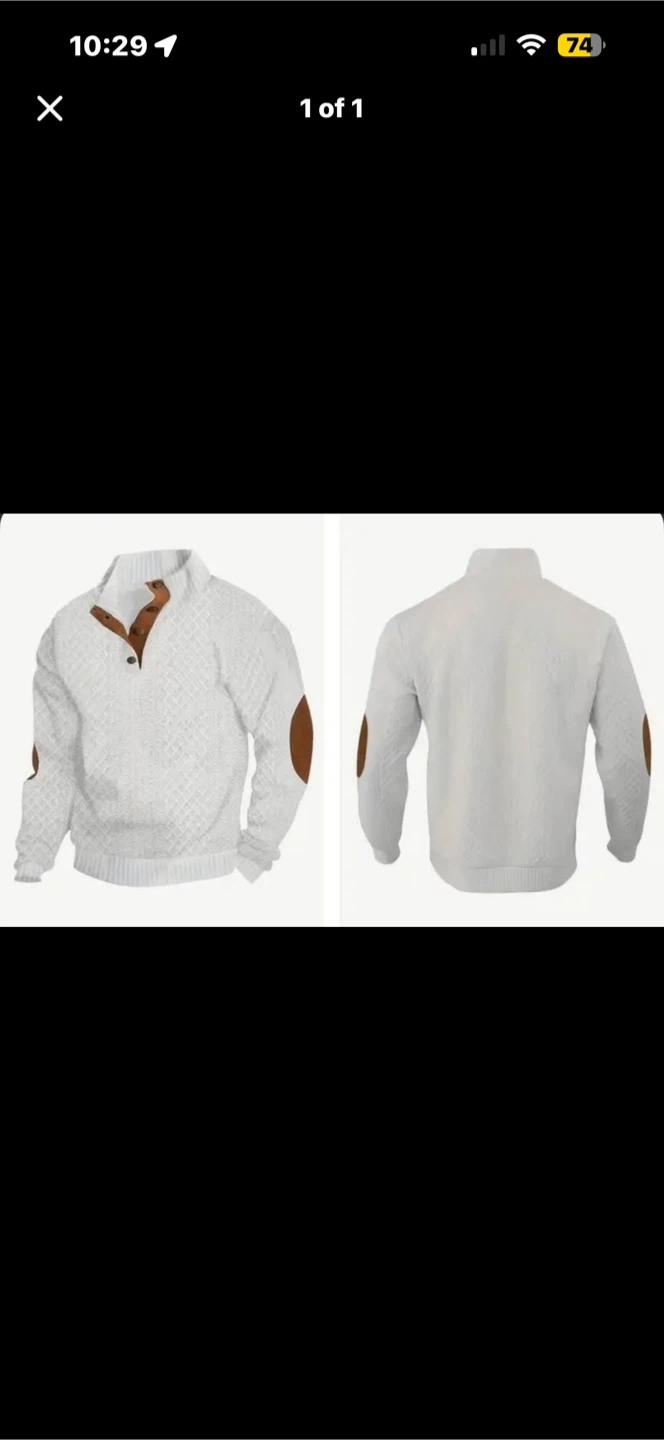 Brand New Mens white sweater with button placket. Size med