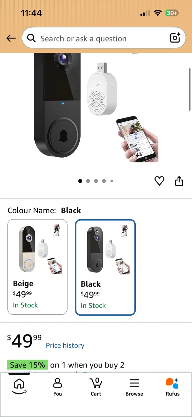 Brand New Smart Doorbell Camera - Black