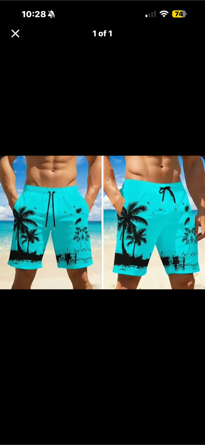 Brand New Mens Tropical Print Swim Trunks. Size Large