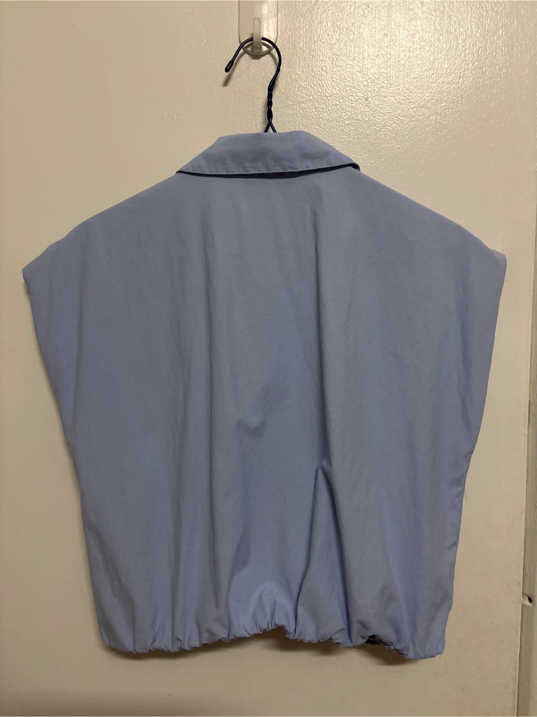 Blue Cropped Button-Up Shirt - photo 2