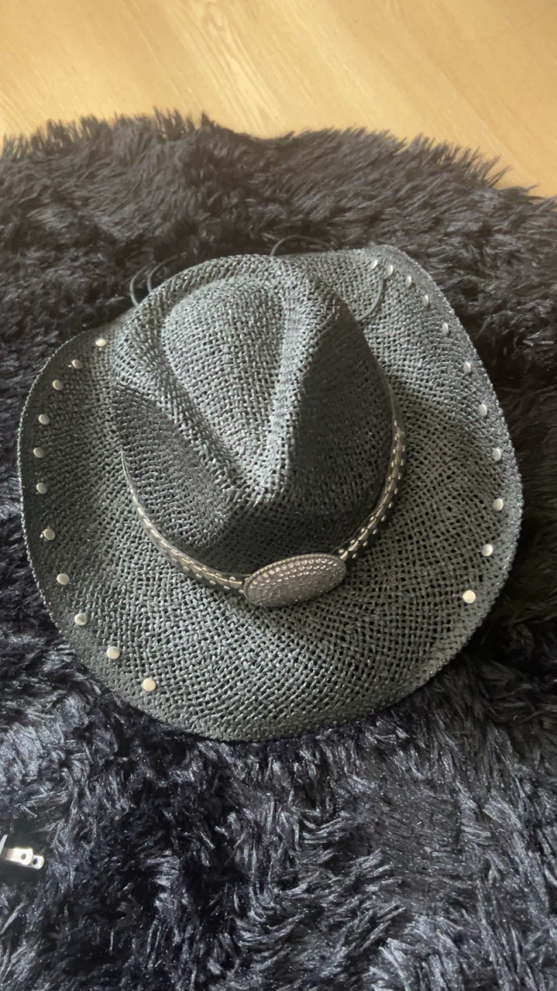 Black Straw Western Cowboy Hat