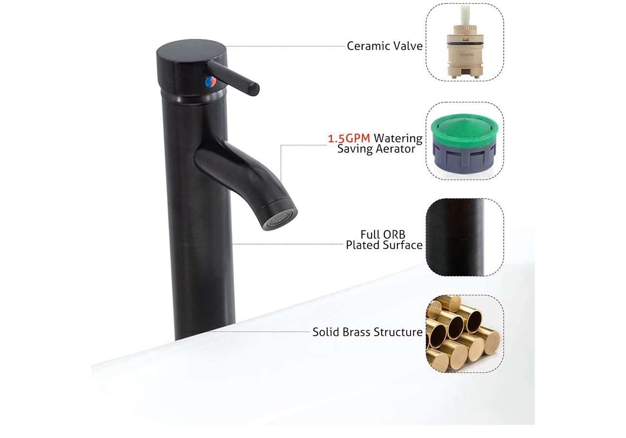 eclife Ceramic Bathroom Vessel Sink and Faucet Combo - photo 4