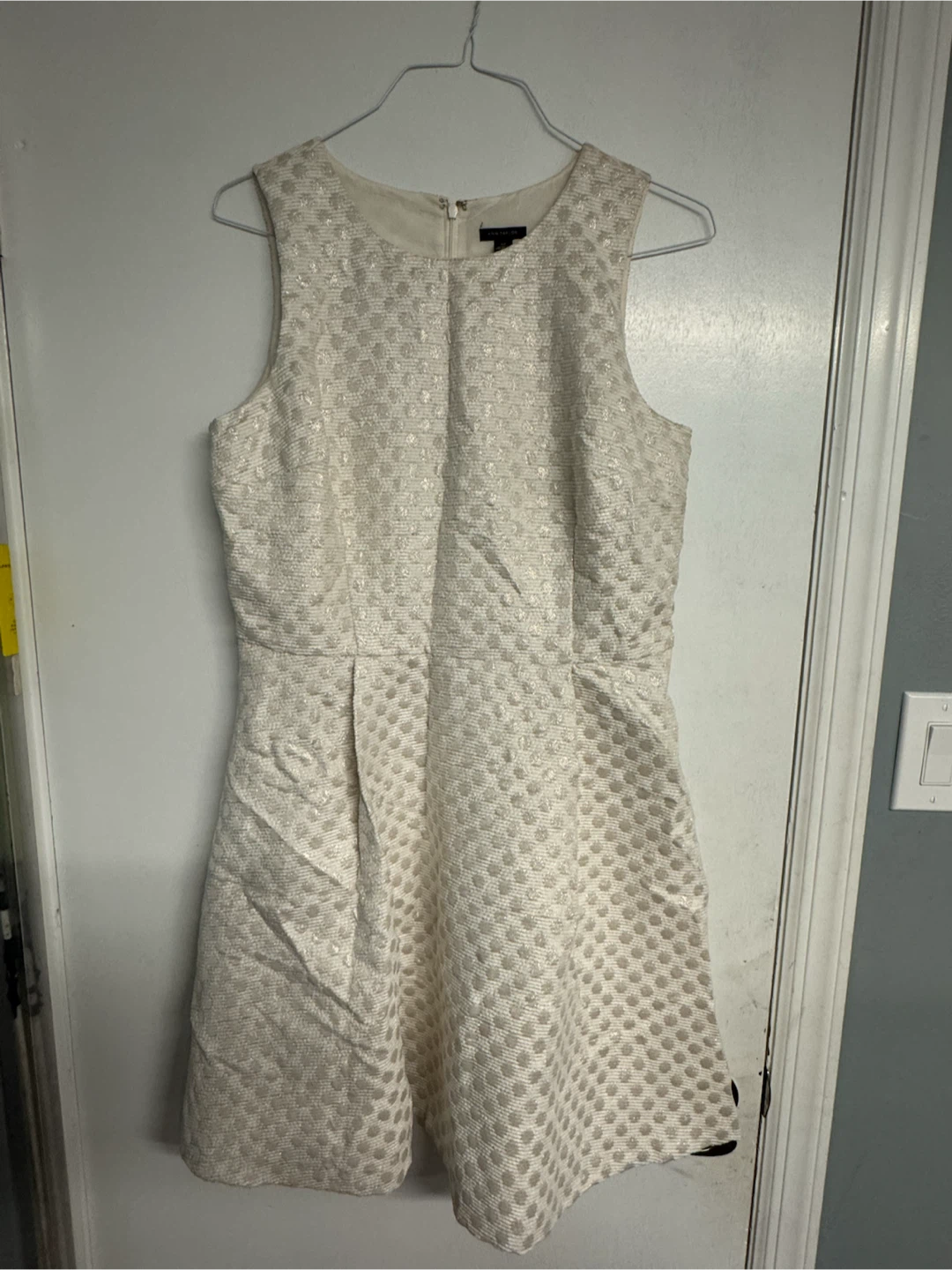 Ann Taylor Women's White Textured Fit and Flare Dress Size 12