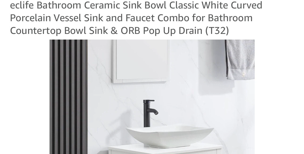 eclife Ceramic Bathroom Vessel Sink and Faucet Combo