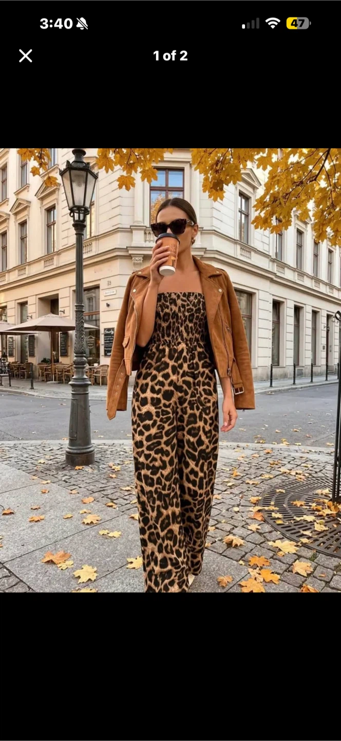Brand New Leopard Print Smocked Jumpsuit. Size Med