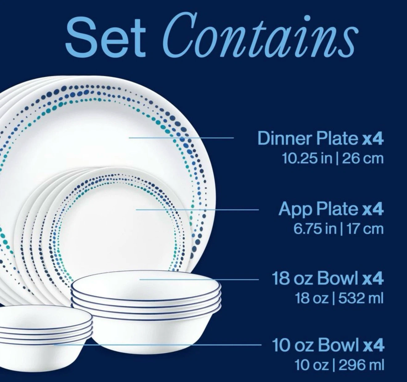 Corelle Ocean Blues 16-Piece Dinnerware Set - photo 3