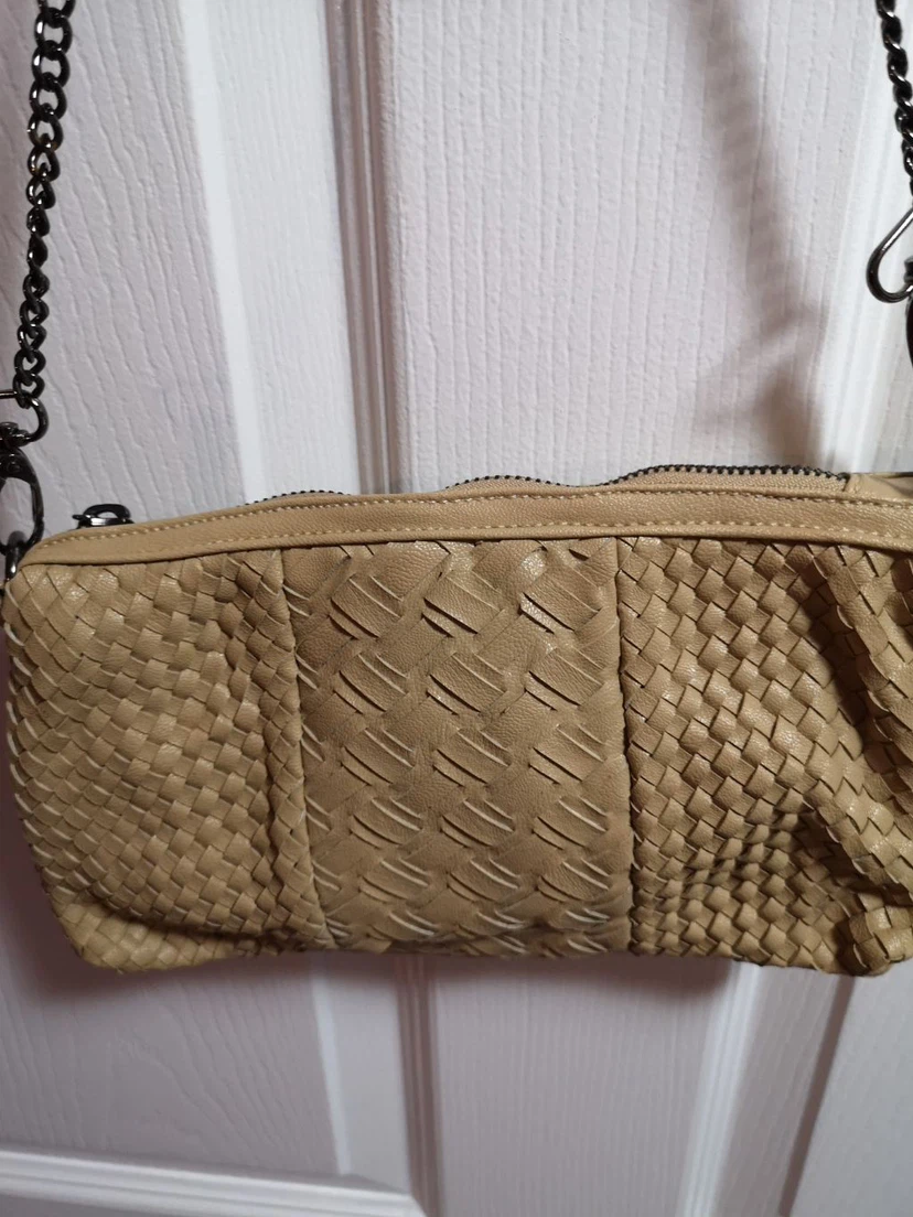 Tan Woven Crossbody Bag