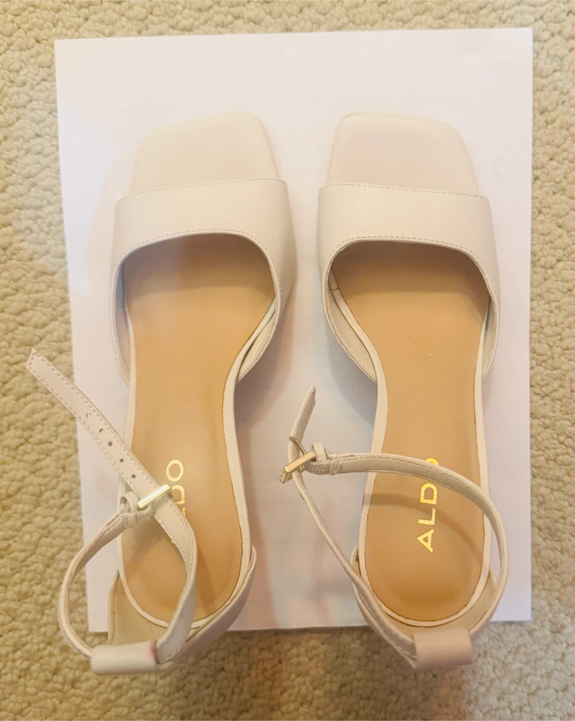 ALDO Women's White Ankle Strap Sandals- size small