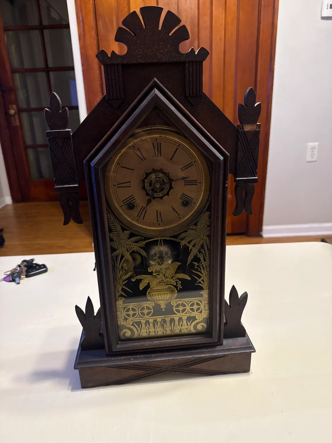 Antique Wooden Mantel Clock
